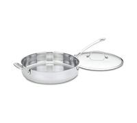 Cuisinart Contour Stainless 5-Quart Saute Pan with Helper Handle and Glass Cover,Silver