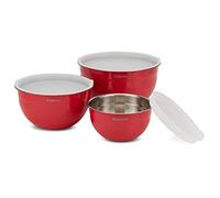 Cuisinart CTG-00-SMB Stainless Steel Mixing Bowls with Lids, Set of 3, Red