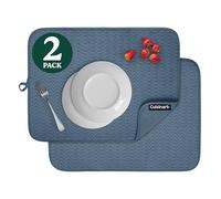 Cuisinart Dish Drying Mats for Kitchen Counter - (2) 18" x 24" Ultra Absorbent Dish Drying Mat XL - Foldable, Machine Washable, Fast Drying Dish Mat (Geostripe)