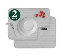 Cuisinart Dish Drying Mats for Kitchen Counter - (2) 18" x 24" Ultra Absorbent Dish Drying Mat XL - Foldable, Machine Washable, Fast Drying Dish Mat (Horizontal Stripes)