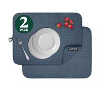 Cuisinart Dish Drying Mats for Kitchen Counter - (2) 18" x 24" Ultra Absorbent Dish Drying Mat XL - Foldable, Machine Washable, Fast Drying Dish Mat (Geostripe)