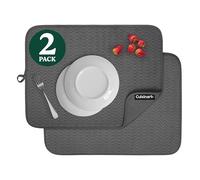 Cuisinart Dish Drying Mats for Kitchen Counter - (2) 18" x 24" Ultra Absorbent Dish Drying Mat XL - Foldable, Machine Washable, Fast Drying Dish Mat (Geostripe)