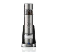 Cuisinart Electric Salt and Pepper Grinder Set Rechargeable Seasoning Mill No Batteries Needed, 20 Min Charging Measuring Cap Adjustable Grind Settings 3 Year Guarantee Silver