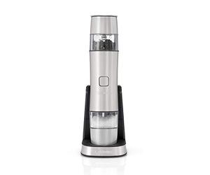 Cuisinart Electric Salt and Pepper Grinder Set Rechargeable Seasoning Mill No Batteries needed, 20 min charging Measuring cap Adjustable Grind settings 3 year guarantee Frosted Pearl