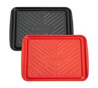 Cuisinart Grilling Prep and Serve Trays, 17x10.5 inch BBQ Safe for Food Handling, 2 Dishwasher Safe Nesting Trays Black and Red, Perfect Grilling Tray for Cooked and Raw Meat, Fits 6 Burgers