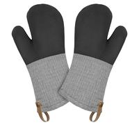 Cuisinart Heritage Kitchen Oven Mitts - Heat-Resistant Kitchen Mitts for Oven with Non-Slip Neoprene Palm, Long Cuff, and Cotton Filling - Durable Oven Gloves (Black/White Mini Houndstooth)