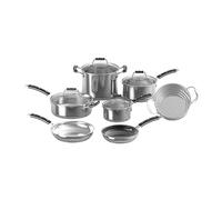 Cuisinart Heritage Stainless Steel Collection of Induction-Ready 11-Piece Set of 1.5 qt and 3 qt. Saucepans, 3.5 qt Sauté Pan, 6 qt. Stockpot, 8-Inch and 10-Inch Skillets, Covers, and Steamer Insert