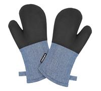 Cuisinart Kitchen Oven Mitts - Heat-Resistant Kitchen Mitts for Oven with Non-Slip Neoprene Palm, Long Cuff, and Cotton Filling - Durable Oven Gloves for Cooking, Baking, & Grilling (Chambray)
