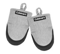 Cuisinart Mini Oven Mitts - 5.5” x 7” Heat-Resistant Kitchen Mitts for Oven with Non-Slip Neoprene Palm, Cotton Filling, and Fabric Loop - Durable Oven Mitt Set for Cooking & Baking (Light Gray)