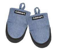 Cuisinart Mini Oven Mitts - 5.5” x 7” Heat-Resistant Kitchen Mitts for Oven with Non-Slip Neoprene Palm, Cotton Filling, and Fabric Loop - Durable Oven Mitt Set for Cooking & Baking (Indigo)