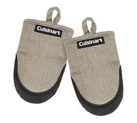 Cuisinart Mini Oven Mitts - 5.5” x 7” Heat-Resistant Kitchen Mitts for Oven with Non-Slip Neoprene Palm, Cotton Filling, and Fabric Loop - Durable Oven Mitt Set for Cooking & Baking (Taupe)