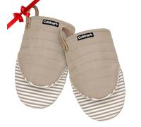 Cuisinart Mini Oven Mitts - 5.5” x 8” Heat-Resistant Kitchen Mitts for Oven with Non-Slip Printed Silicone, Cotton Filling, and Faux Leather Loop - Durable Oven Mitt Set for Cooking & Baking (Horizon)
