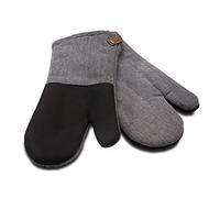 Cuisinart Neoprene Grey Oven Gloves Set of 2 - Oven Mitts with Charcoal Grey Herringbone Cuff, Faux Leather Hanging Loop, Neoprene Non Slip, Heat Resistant Oven Mitts