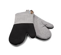 Cuisinart Neoprene Grey Oven Gloves Set of 2 - Oven Mitts with Charcoal Grey Herringbone Cuff, Faux Leather Hanging Loop, Neoprene Non Slip, Heat Resistant Oven Mitts