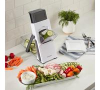 Cuisinart Precisionslice Upright Mandoline, Adjustable Slicing Thickness, Extra Wide Feed Tube, Foldable , Collection Container.