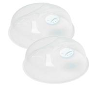Cuisine Microwave Splatter Cover 25cm Clear Food Plate Lid with Adjustable Steam Vent & Finger Grip - Anti-Splatter Guard for Microwave Cooking Pack of 2.