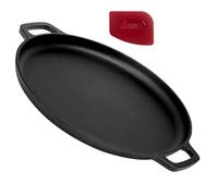cuisinel Cast Iron Pizza Pan/Round Griddle Crepe Skillet - 13.5"-inch / 34.3cm - Pre-Seasoned Cookware - Safe for Indoor/Outdoor, Stove, Oven, BBQ Grill, Campfire