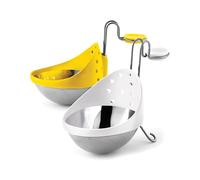Cuisipro 1579 Egg Poacher, Set of 2, Draining Holes, Inserts into Pan, Dishwasher Safe, Yellow, White, Stainless Steel