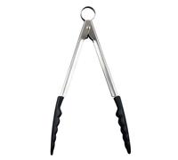 Cuisipro Commercial-Quality Lockable Stainless Steel Tongs with Heat-Resistant Silicone Tips for Cooking and Serving, 24 cm / 9.5 inch, Black