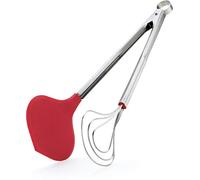 Cuisipro CSP-74717405 Fish Tongs, Red, Stainless Steel/Silicone, for Flipping and Serving, Locking Mechanism