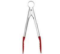 Cuisipro Mini Tongs, Piccolo Tools, Silicone, Stainless Steel, Red, Dishwasher Safe, Silver, 22cm