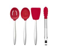 Cuisipro Piccolo Mini 4 Piece Cooking Utensil Set, Red, Silicone & Stainless Steel Handles