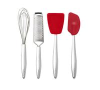 Cuisipro Piccolo Tools, Mini 4 Piece Baking Set, Red, Silicone, Ergonomic Stainless Steel Handles