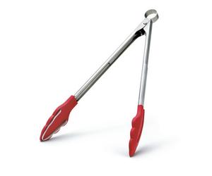 Cuisipro Silicone Tongs With Teeth, Red, Non-Stick Cooking Tongs, Locking Mechanism, 24Cm