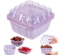 CUISITOOL Berry Basket, 3-in-1 Berry Keeper Box, 1 Quart Vented Plastic Berry Containers for Fridge, Fruit Colander for Strawberry Blueberry Raspberry, Reusable, for Farmer Market Grocery