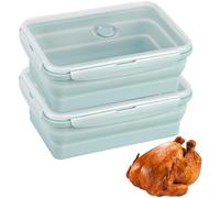 CUISITOOL Extra Large Collapsible Silicone Food Storage Containers with Lids, 2000ml Big Meal Prep Boxes for Roasting Chicken, Store Leftover, Dishwasher & Microwave Safe, BPA Free, 2 Pack