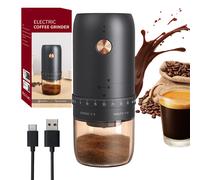 Cuisync Electric Coffee Grinder with 420 Stainless Steel Burr - One-Touch Grinding Adjustable Settings, Easy to Clean, Rechargeable, Black KMDJ-2CW