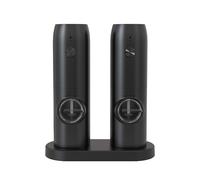 Cuisync Electric Salt and Pepper Grinder Set, Rechargeable Automatic Pepper Mill Grinder with LED Light, Adjustable Coarseness Shakers, One-Hand Operation for Kitchen(2 Pack,Black)，KYMQ-15C