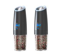 CUISYNC Gravity Sensor Electric Grinder Set - Adjustable Coarseness Large Capacity Hopper Rechargeable 2-Pack Black DGS-KYMQ-47A