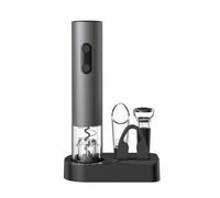Cuisync Wine Opener Set, 5-in-1 Electric Wine Opener Gift Set, Stainless Steel Automatic Corkscrew with Foil Cutter, Vacuum Stopper, Aerator Pourer and Storage Base, Battery Operated Bottle Opener Gif