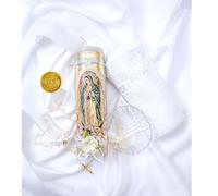 Cuitáxi Baptism Candle Set - Boys & Girls - Our Virgen de Guadalupe Candle - Unscented - White - 9 Inch - Classic Style - Clean Burn - Made in Mexico