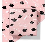 Cuitpan 2026 Graduation Wrapping Paper - 4 Jumbo Sheets,28x40 Inches, Pink Cap & White Diploma Design, Gift Wrap for Graduates, Graduation Parties, Seniors, School Events