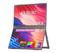 CUIUIC Dual Portable Monitor, 18.5" 1080P Fhd Ips Foldable Stacked Triple Laptop Screen Extender, Usb-C Plug & Play Travel Extended Computer Display For Laptop Pc Windows Mac With Stand E V