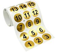 Cuixia 1 to 99 Gold Number Stickers, 20mm Small Sticky Labels, Self Adhesive Black Round Inventory Numbered Labels for Sorting, Organizing, Storage Boxes, Lockers, Office&School Supplies