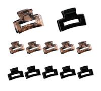 Cuixia 12 Pcs Small Hair Clips, Black Square Claw Hair Clip, Durable Nonslip Colourful Plastic Hair Clip Accessories, Jaw Clips for Women Girls Teens Kids Thick Thin Hair