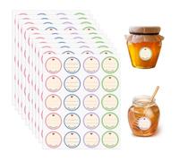 Cuixia 200Pcs Jam Labels for Jars, 3.8cm Round Self-Adhesive Jam Labels, Homemade Label Jars Easy Peel Off Decorative Sticky Price Tags for Kitchen Food Bottle, 4 Patterns