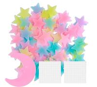 Cuixia 201Pcs Glow in The Dark Stickers, Star Wall Stickers, Colorful 3D Luminous Stars & Moon Ceiling Sticker for Sensory Nursery Baby Kids Bedroom Living Room Decoration