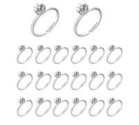 Cuixia 20Pcs Diamond Engagement Rings, Silver Rings for Women, Rings, Glitter Fidget Fake Wedding Ring for Wedding Table Decorations, Ewelry Gift, Friendship Promise Fashion Jewelry Valentine Gifts