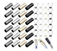 Cuixia 24 PCS Rope Stoppers, Metal Rope Ends Rope, Ends Locks Drawstring Rope Stopper Column Rope Fastener, Head Buttons for Sweatpants Drawstrings Backpacks Shoelace Replacement Accessories