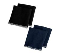 Cuixia 2Pairs Knit Cuff Pair for Replacement Repair, Black and Blue Elastic Cuffs Ribbed Trims, Seamless Tubular Ribbing Fabric Elastic Ribbed Cuffs for Pants, Coats, Sweaters, Shirts