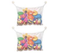 Cuixia 2Pcs Baby Bath Toy Storage Net, Bathroom Wall Storage Mesh With Strong Suction Cups, Kids Toy Storage Mesh Holder Organiser Basket Bag Hanging on Wall To Store,Keep Your Space Neat and Tidy