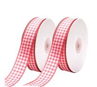 Cuixia 2Roll Red Gingham Ribbon, 10Yard x 0.5inch Buffalo Plaid Check Ribbons, Curling Ribbon for Gift Package Wrapping, Hair Bows, Picnic, Sewing Crafting, DIY Accessories