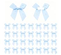 Cuixia 30 Pcs Blue Mini Bows, Self-Adhesive Christmas Bows, Baby Blue Bows for Christmas Tree, Satin Ribbon Bow for Craft, Sewing, Scrapbooking, Wedding & Gift Wrapping