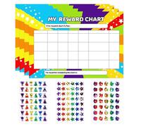 Cuixia 4Pcs Children's Star Reward Chart, 3Style Reward Stickers, Potty Training Reward Chart Behaviour Charts for Girls and Boys, Customisable, Educational and Rewards Good Behaviour