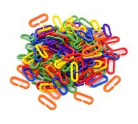 Cuixia 60 Pcs Plastic C-Clips Hooks Chain Link, Chain Baby Links Rings, Rainbow C-Links for Kids Educational Toy, Toddlers and Classroom Activities, Playroom or Pet Cage Decoration