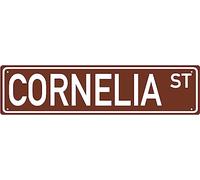 CUIYMXSC Cornelia ST Tin Sign Gifts for Women Outdoor Aluminum Metal Sign Road Signs Woman Cave Street Signs 16"" x 4""-Brown